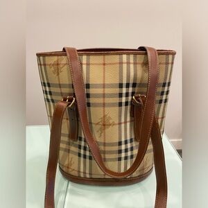 Burberry Beige Haymarket Round Tote Bag